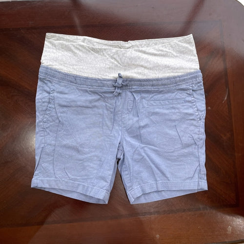 Cornflower Blue Maternity Shorts with Gray Jersey Band