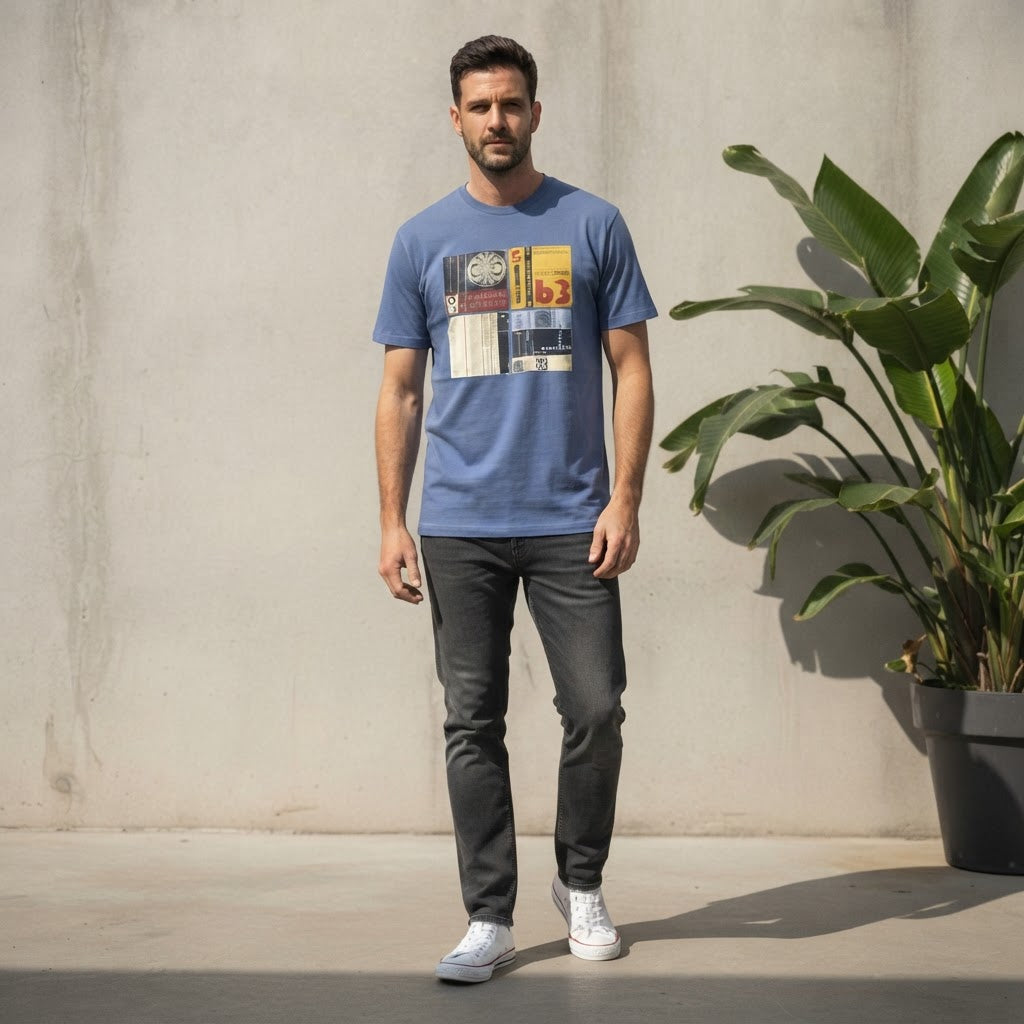 Ben Sherman Ben Sherman Slate Blue T-Shirt with Vintage Audi