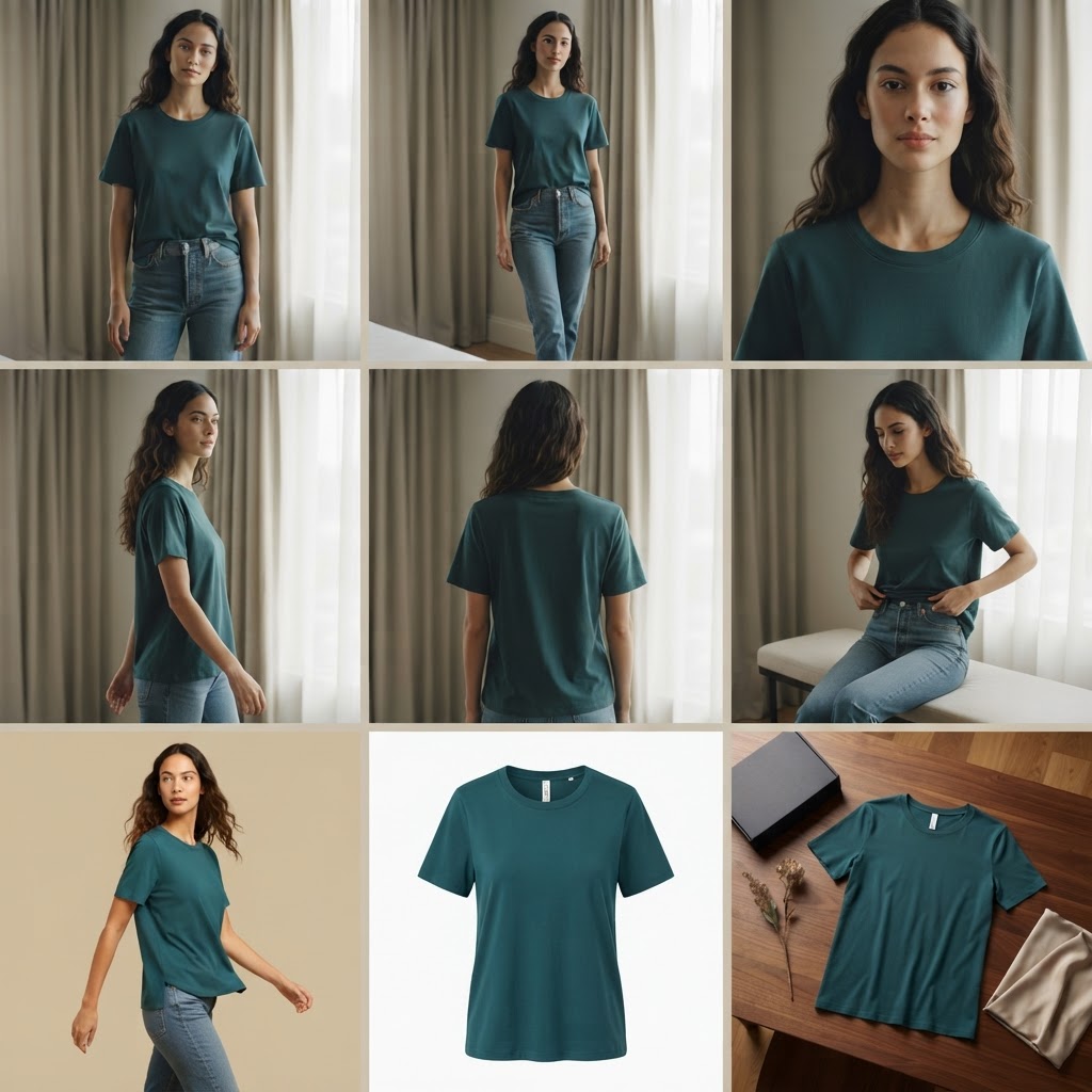 Deep Teal Relaxed Fit Boxy Crewneck T-Shirt