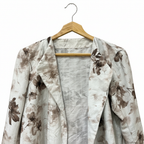 Women's Floral Long Duster Jacket with Pearl Cuffs
