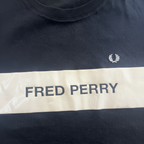FRED PERRY Men's Black Crew Neck T-Shirt with White Chest St
