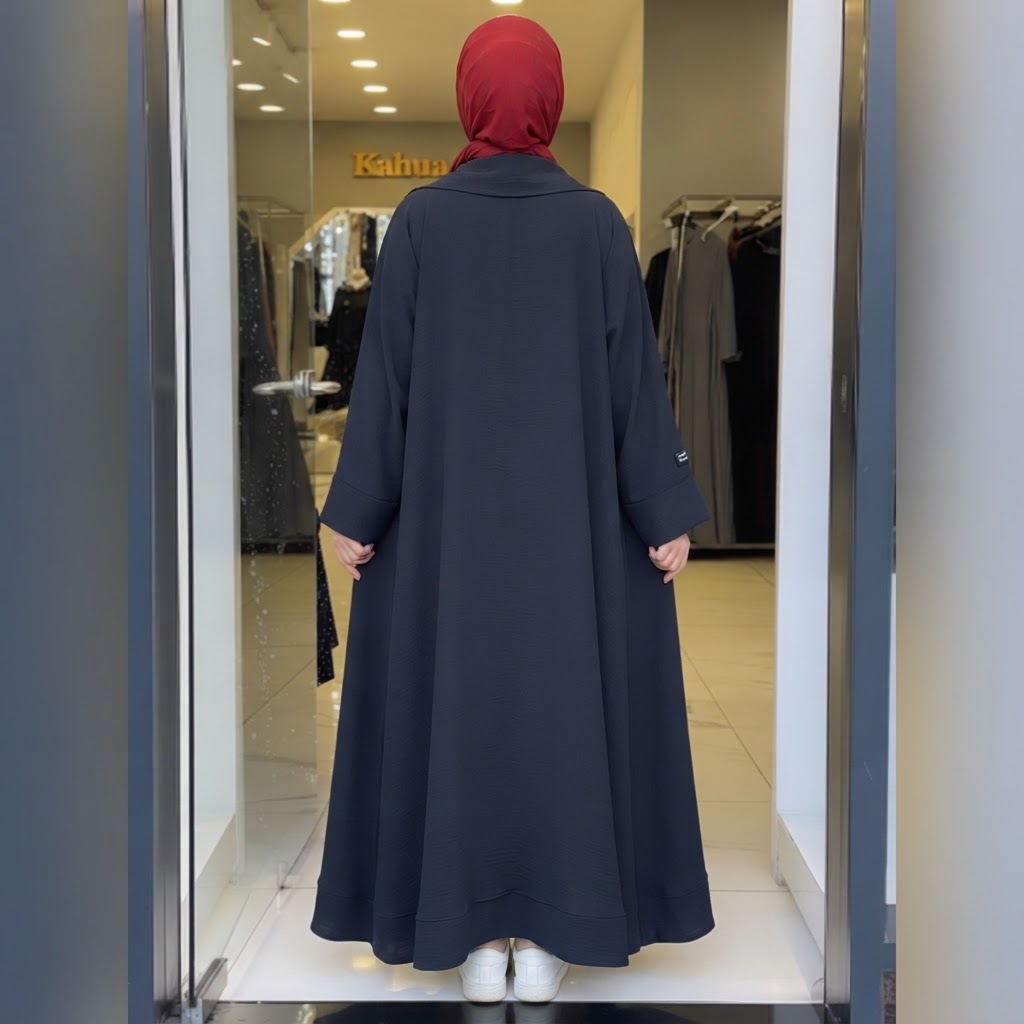 warehouse Deep Navy Blue Crinkle Crepe Open-Front Floor-Leng