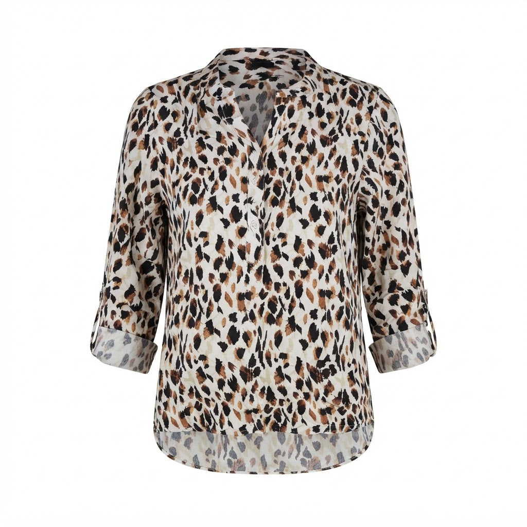 Splash Women's White Animal Print Long-Sleeve Blouse