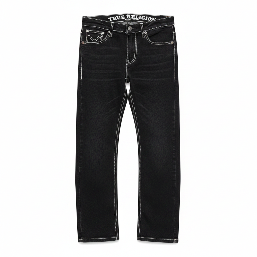 True Religion Black Jeans White Contrast Stitching