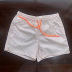 Men's Peach Seersucker Striped Shorts with Orange Drawstring