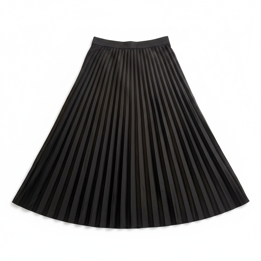 Women's Elegant Black Pleated Midi Skirt