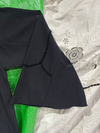 SHADER Deep Navy Black Crepe Abaya with Beaded Butterfly Cuf