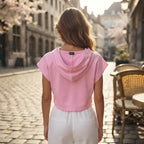 SHEIN SHEIN Bubblegum Pink Cropped Hooded Top with Kangaroo