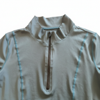 Women's Teal Half-Zip Cropped Performance Top