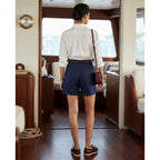 Women's Navy navy Pleated High-Waist Summer Shorts
