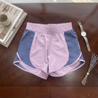 Lilac and Slate Blue Color-Block Athletic Running Shorts