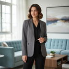 Women's Grey Tailored Single Button Blazer