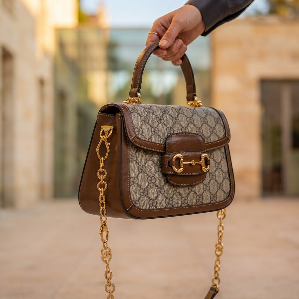 Gucci Gucci Horsebit 1955 Small GG Supreme & Leather Bag