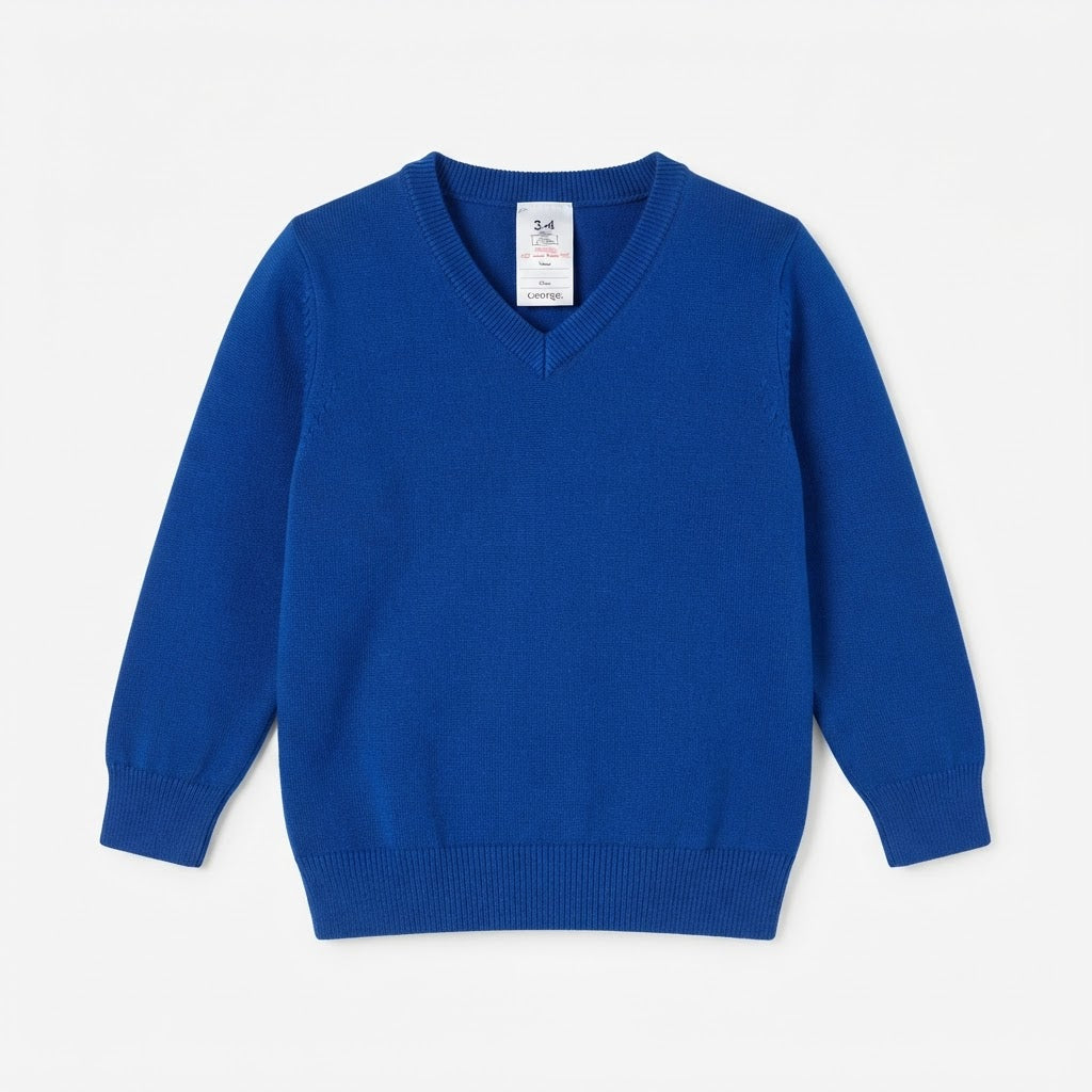 [WearU Generated:merch_clean_front] George Royal Blue Cotton Blend Regular Fit Pullover – front view