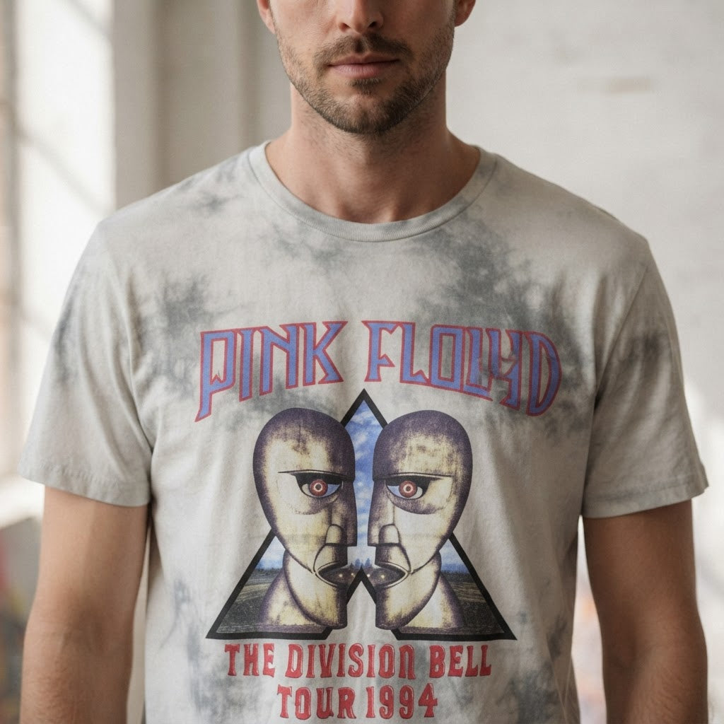 Pink Floyd Grey Tie-Dye Graphic Band T-Shirt with 1994 Tour