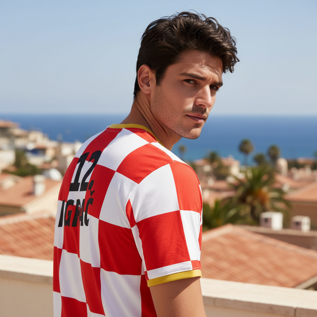 Ožujsko Men's Red & White Checkered Beer Logo T-Shirt Size S