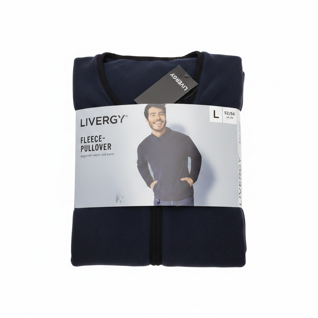 Livergy Men's Navy Blue Half-Zip Fleece Pullover