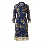 Women's Navy Blue navy blue Chain Tassel Long Sleeve Dress