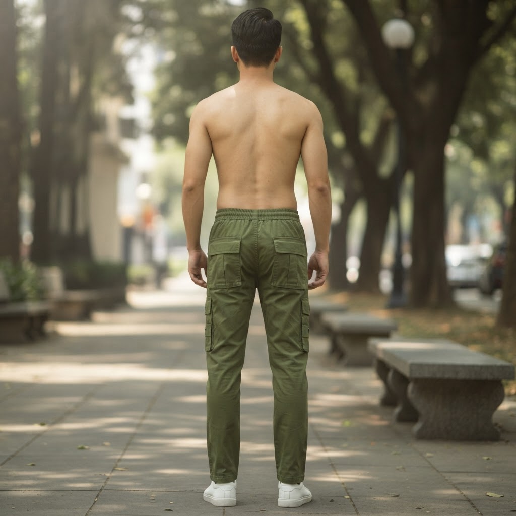 KILL'S Olive Green Loose Fit Multi-Pocket Cargo Trousers