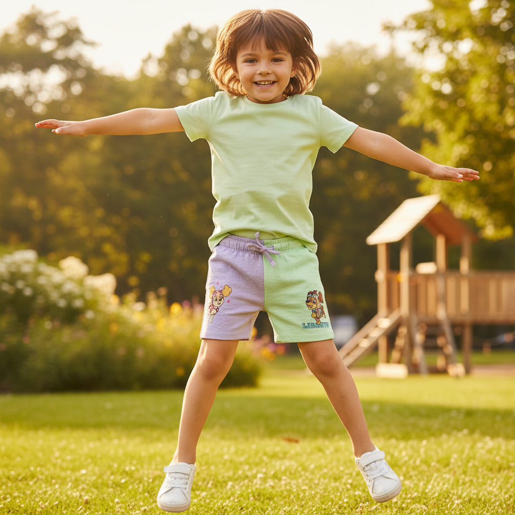 Paw Patrol Liberty Kids 2-Pack Cotton Shorts - Purple/Green