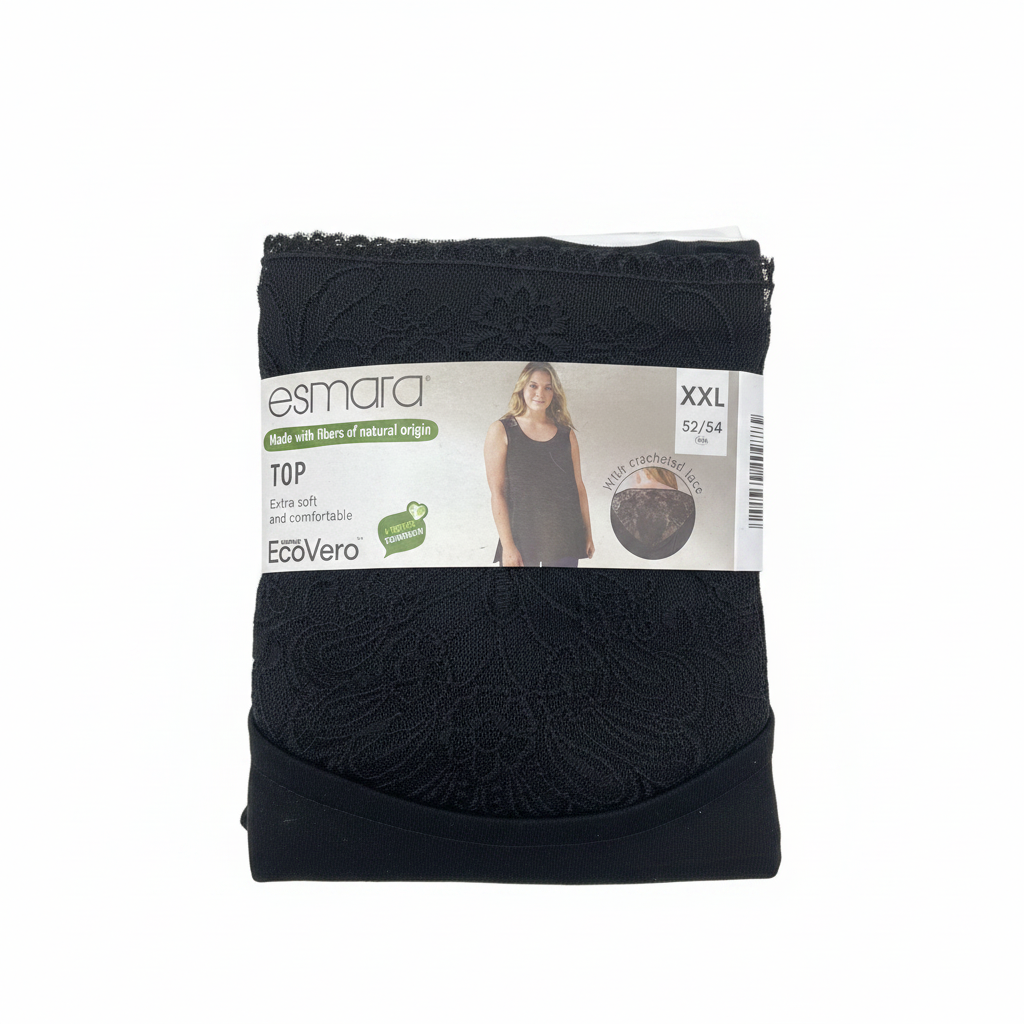 Esmara Women's Black Linen Sleeveless Top with Lace Detail