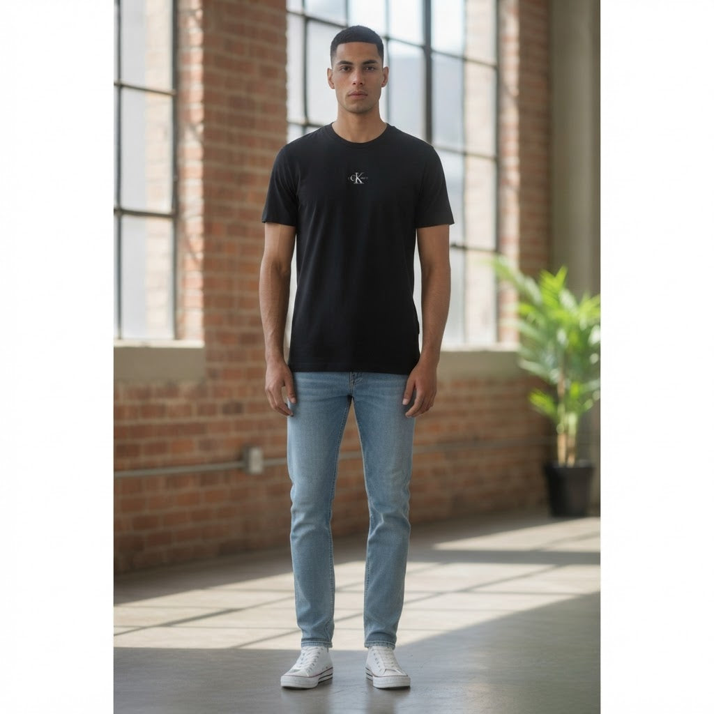 Calvin Klein Jeans Black Short-Sleeve T-Shirt with White Log