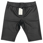 Women's Black Leather Straight Leg Pants with Zippers