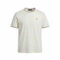 Fred Perry Men's White T-Shirt with Striped Trim - XL