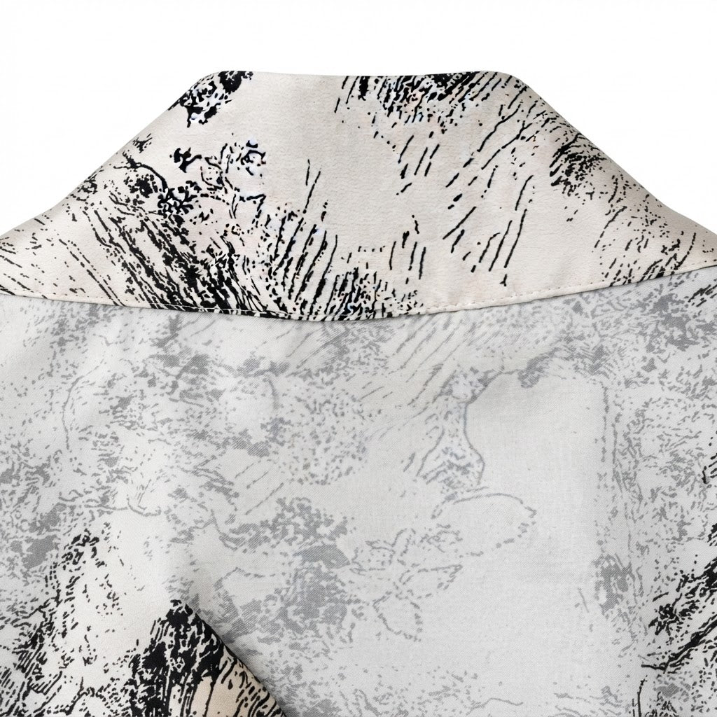 Women's off-white & White Abstract Print Pajama Shirt