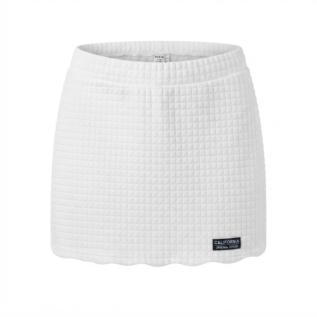 SHEIN White Quilted Grid Mini Skirt for Girls