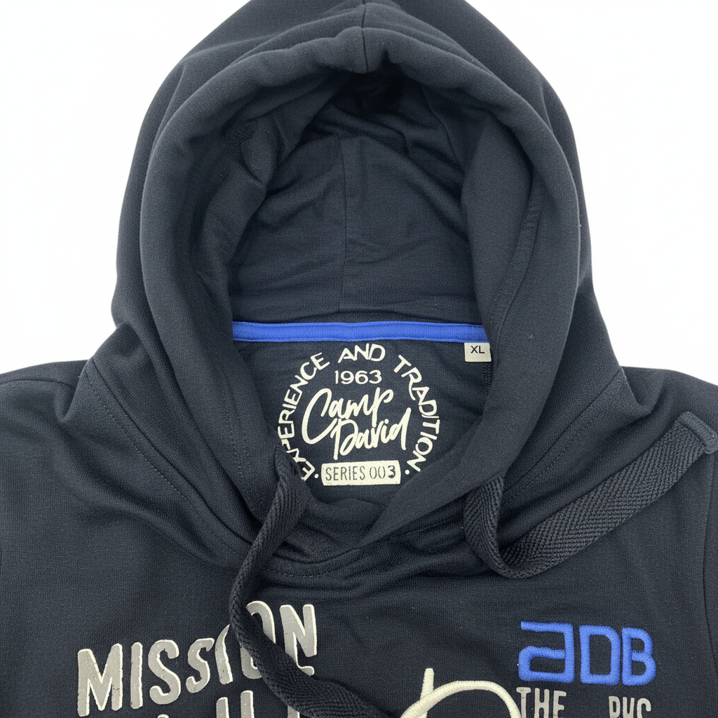 Camp David Men's Navy Blue Nautical Graphic Hoodie XL