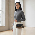 COACH NEW YORK Black Leather and Monogram Crossbody Bag