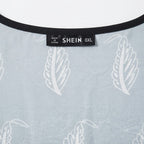 SHEIN Women's Black & black Leaf Print Open-Front Kimono Abaya