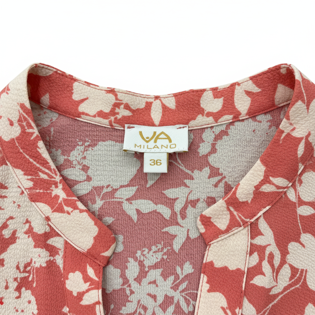 VIA MILANO Women's Floral Crepe Blouse - Coral/White
