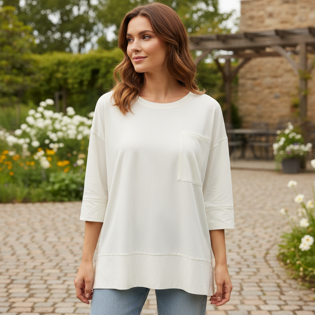 COS Women's Oversized White Cotton Pocket T-Shirt