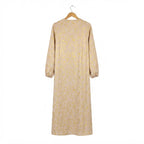 Women's Cream Long-Sleeved cream Floral Open-Front Dress