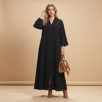 Women's Black Pintuck Detailed Modest Abaya