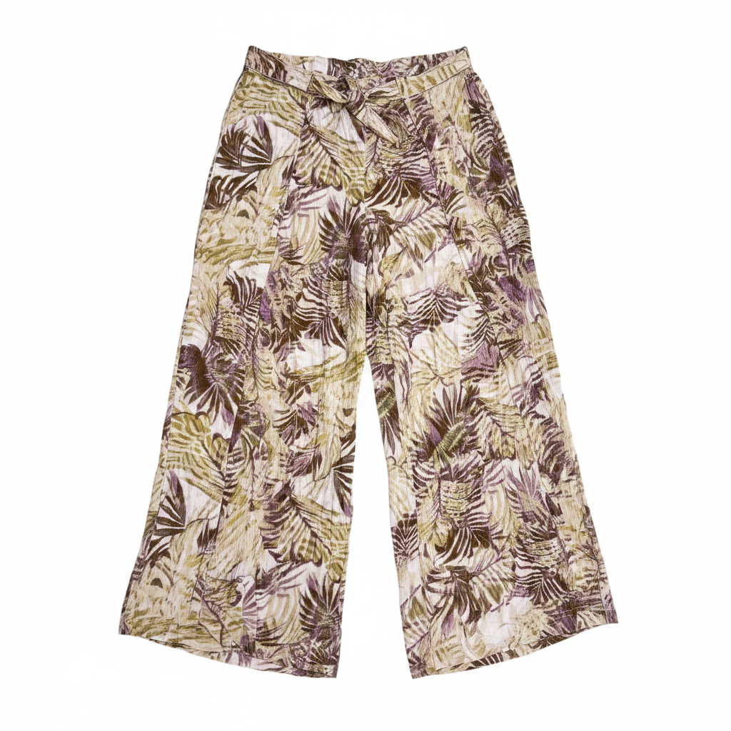 Rockmans Women's Tropical Leaf Print Wide Leg Pants Size 12