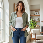 Millers Woman Sage Green Polka Dot Button-Down Shirt