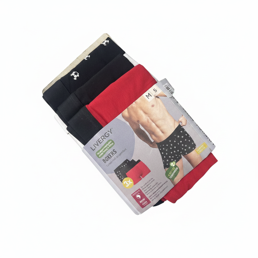 Livergy Men's Cotton Red Boxers with Black Waistband