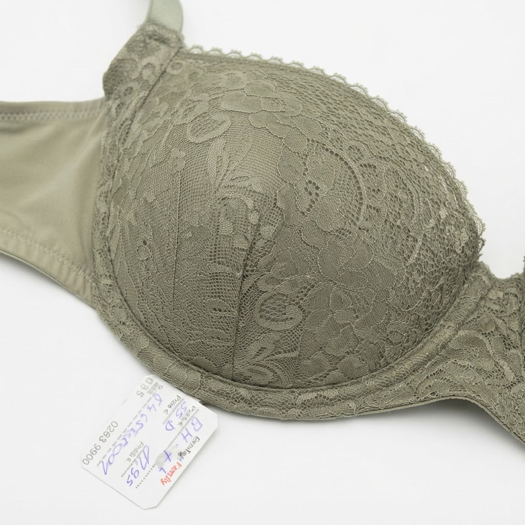 Sage Green Floral Lace Underwire Padded Bra