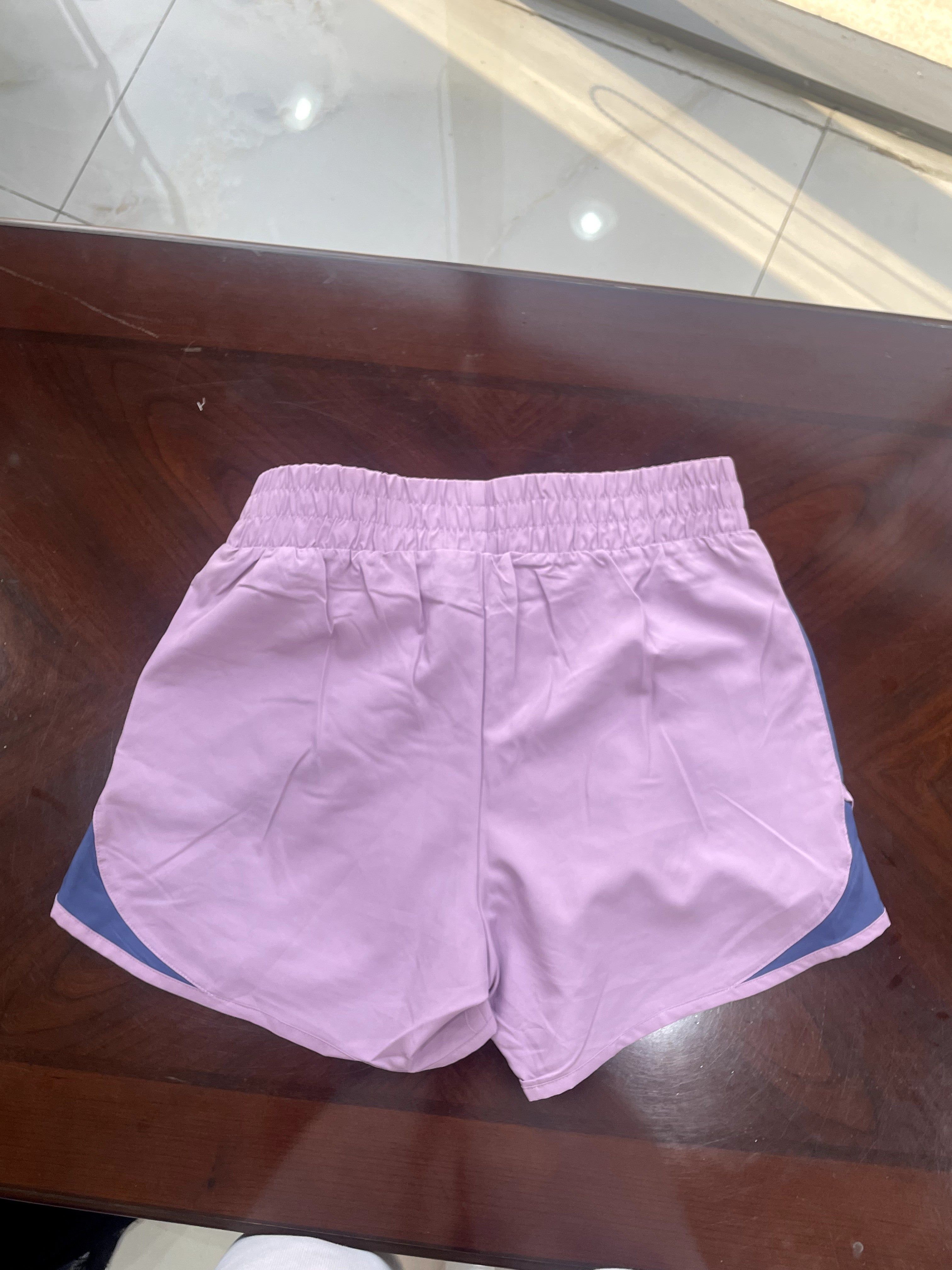 Lilac and Slate Blue Color-Block Athletic Running Shorts