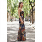 SHEIN Multicolour Abstract Strapless Mermaid Maxi Dress