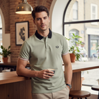 Fred Perry Men's Pique Polo Shirt - Sage & Pink