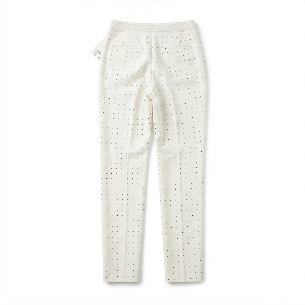 ZARA BASIC Women's White Polka Dot Tailowhite Slim-Fit Trous