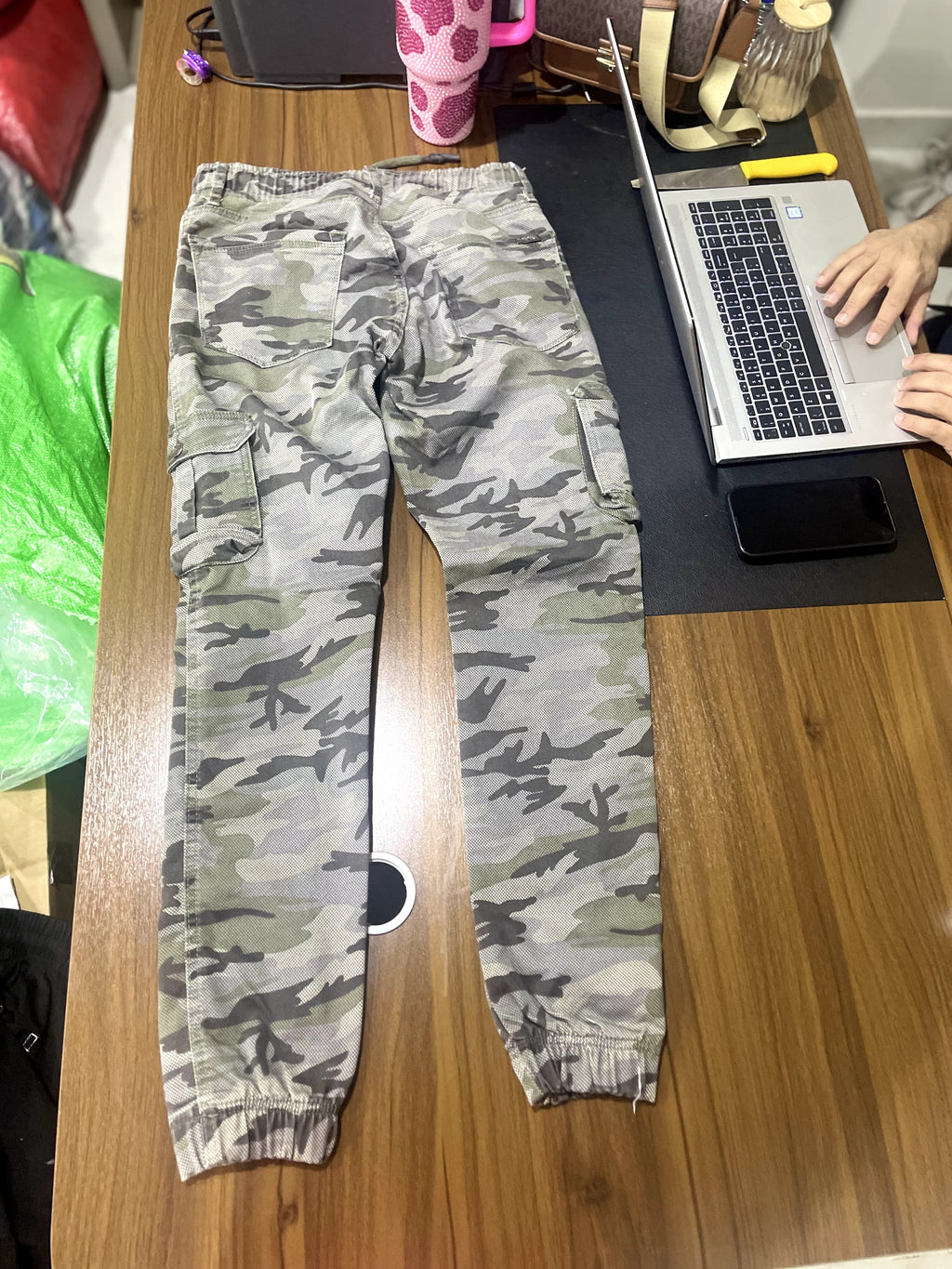 BLACK STEEL Olive Camo Ripstop Cargo Jogger Trousers