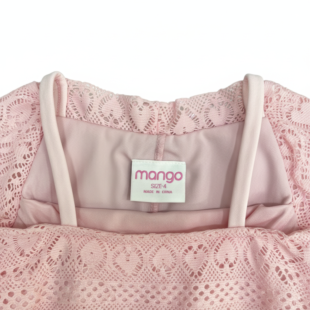 mango Girls Pink Lace Cold-Shoulder Top