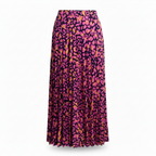 Women's Pink Leopard Print Pleated Maxi Skirt