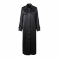 MNG Women's Charcoal Satin Maxi Shirt Dress with Epaulettes