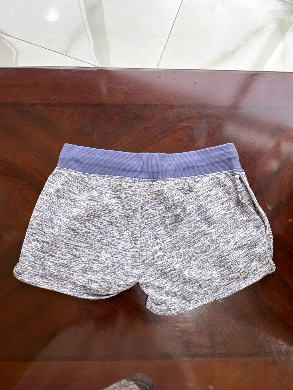 Cornflower Blue Marled Drawstring Athletic Shorts